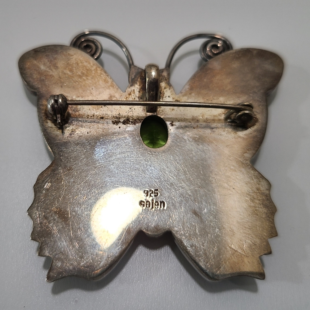Sajen Sterling Silver Butterfly Brooch with Abalone and Mother of Pearl - Picture 2 of 3
